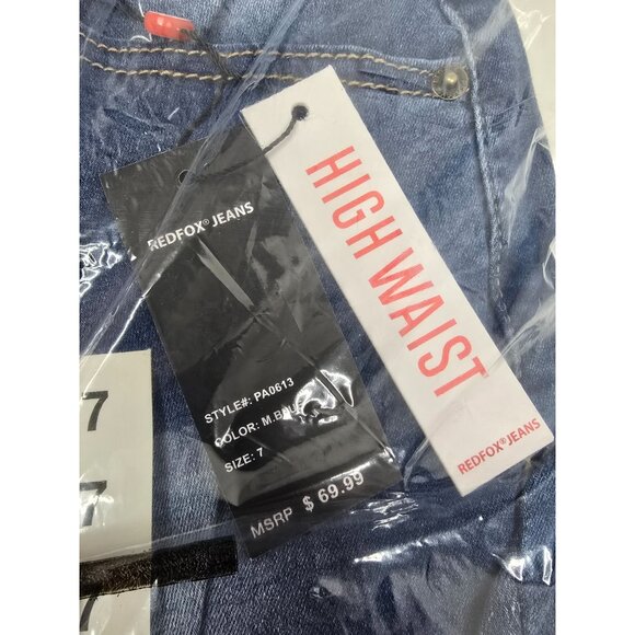 REDFOX Jeans High Waisted Distressed Baddie Skinny Jeans Size 7 - Picture 8 of 9